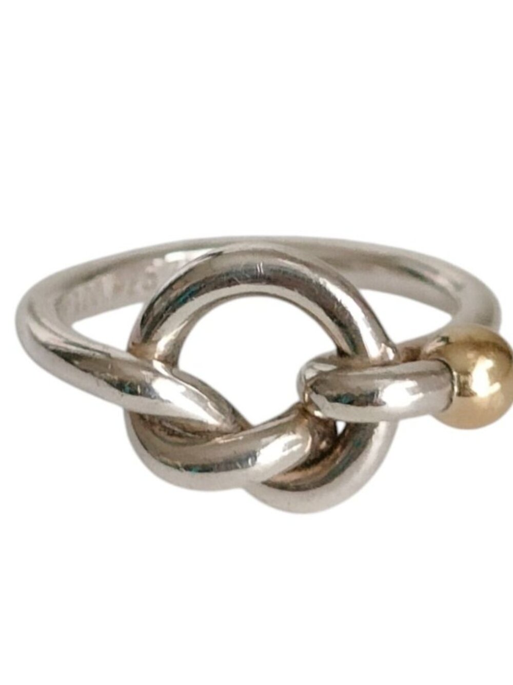 Tiffany & Co 750 925 Love Knot Ring Silver Gold
